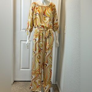 CHELSEA TAYLOR Stylish Multicolor Swirl Jumpsuit Size 2X  F30